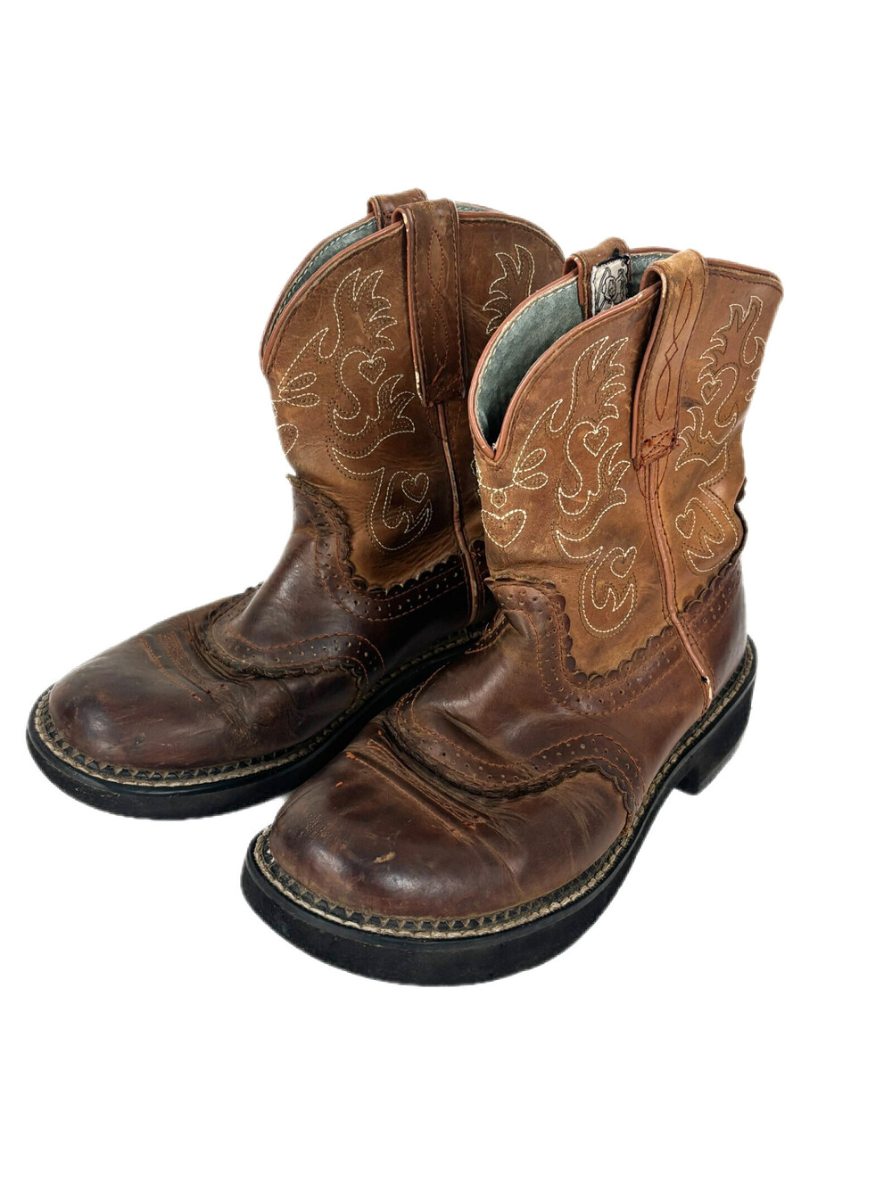 Ariat Fatbaby Cowgirl Saddle Boots Womens Size 7.5B Brown Leather Style 14930